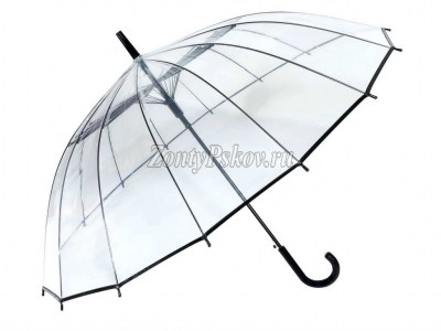 Прозрачный зонт трость Selino, 16 спиц, полуавтомат, арт.1846-1